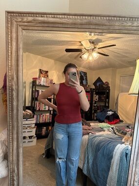 SHEIN Sleeveless Ribbed Tank Top - Rust